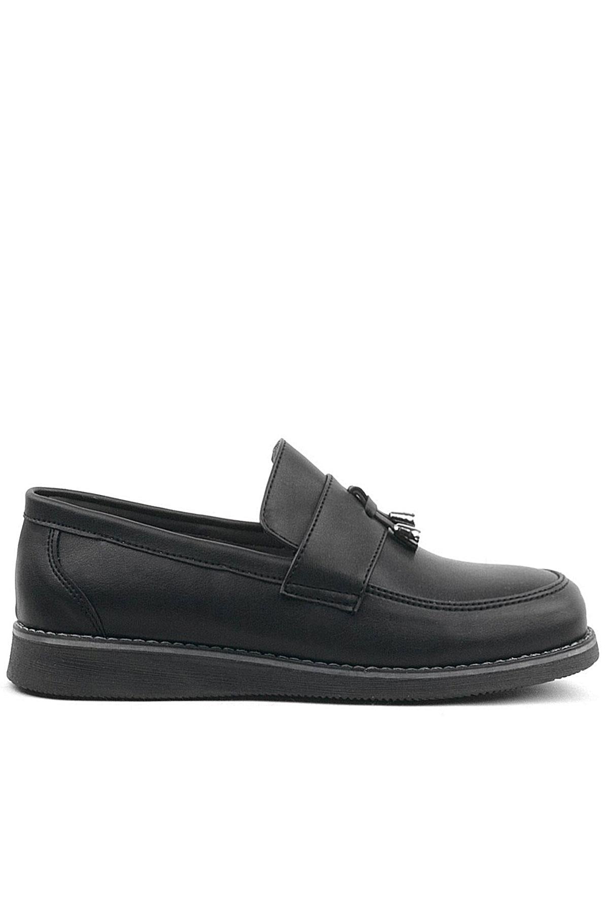 Rakerplus Siyah Mat Loafer Klasik Çocuk Ayakkabısı