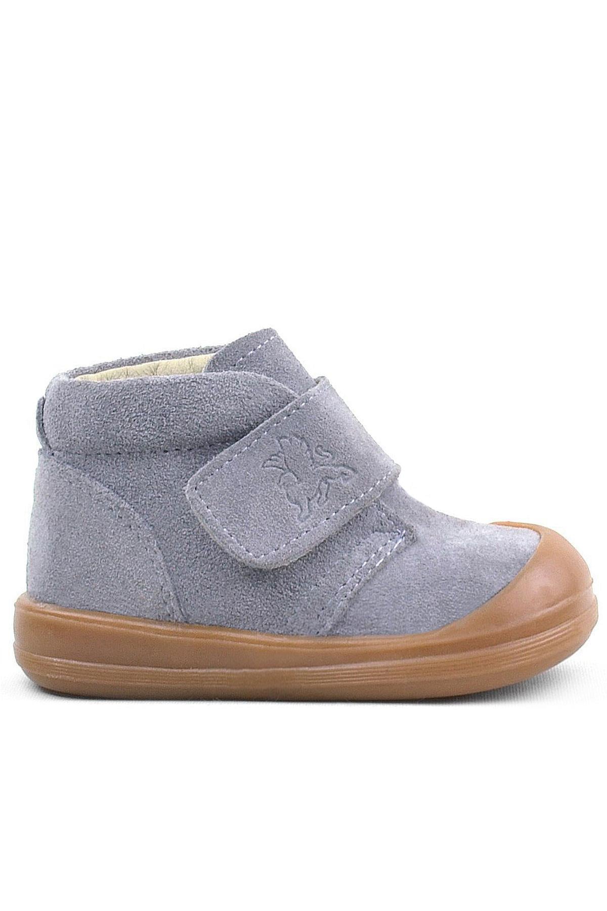 Rakerplus Yoohoo Hakiki Deri Gri Cırtlı Unisex Bebek Bot