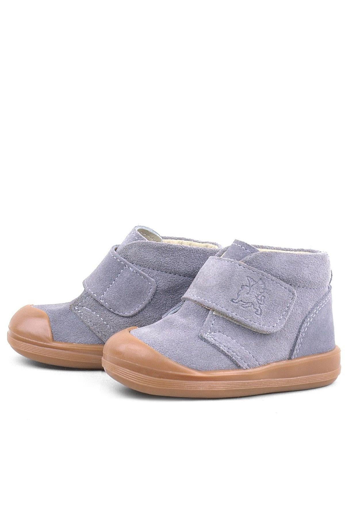 Rakerplus Yoohoo Hakiki Deri Gri Cırtlı Unisex Bebek Bot