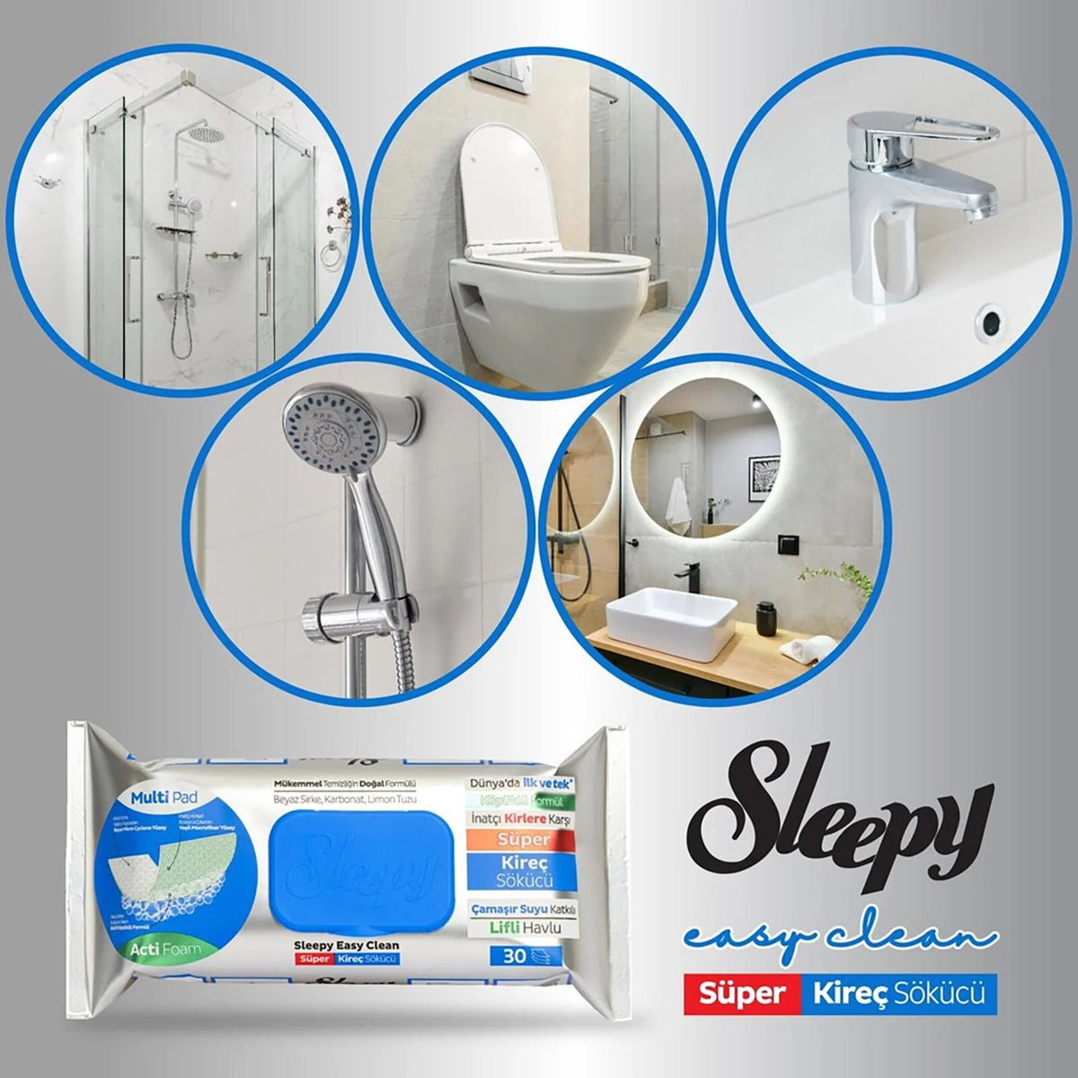 Sleepy Yüzey Temizlik Havlusu 30 Adet Kireç Çözücü
