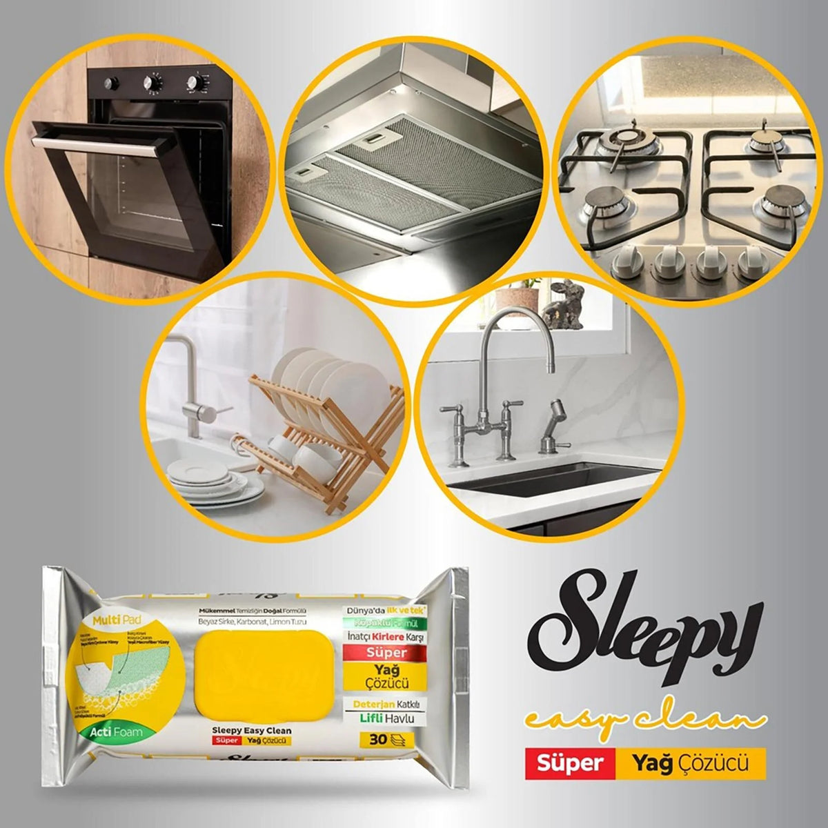 Sleepy Yüzey Temizlik Havlusu 30 Adet Yağ Çözücü