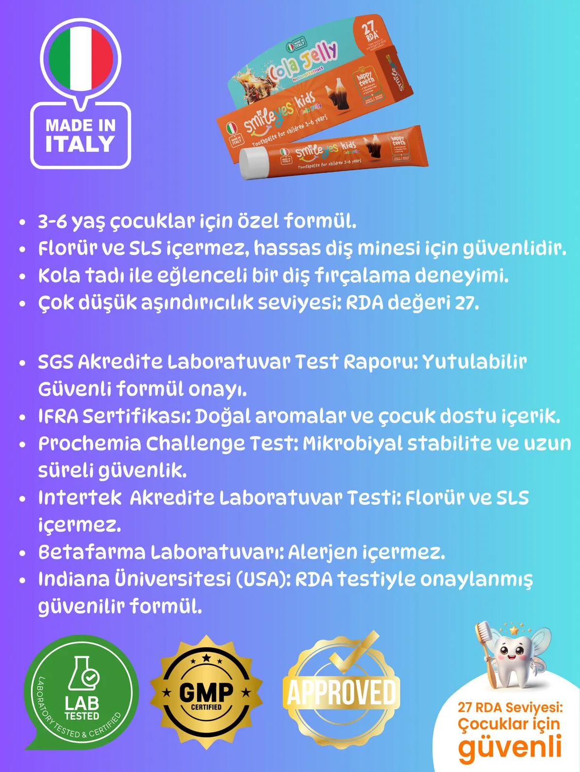 Smileyes Kids Diş Macunu 3-6 Yaş 50 ml Cola Jelly