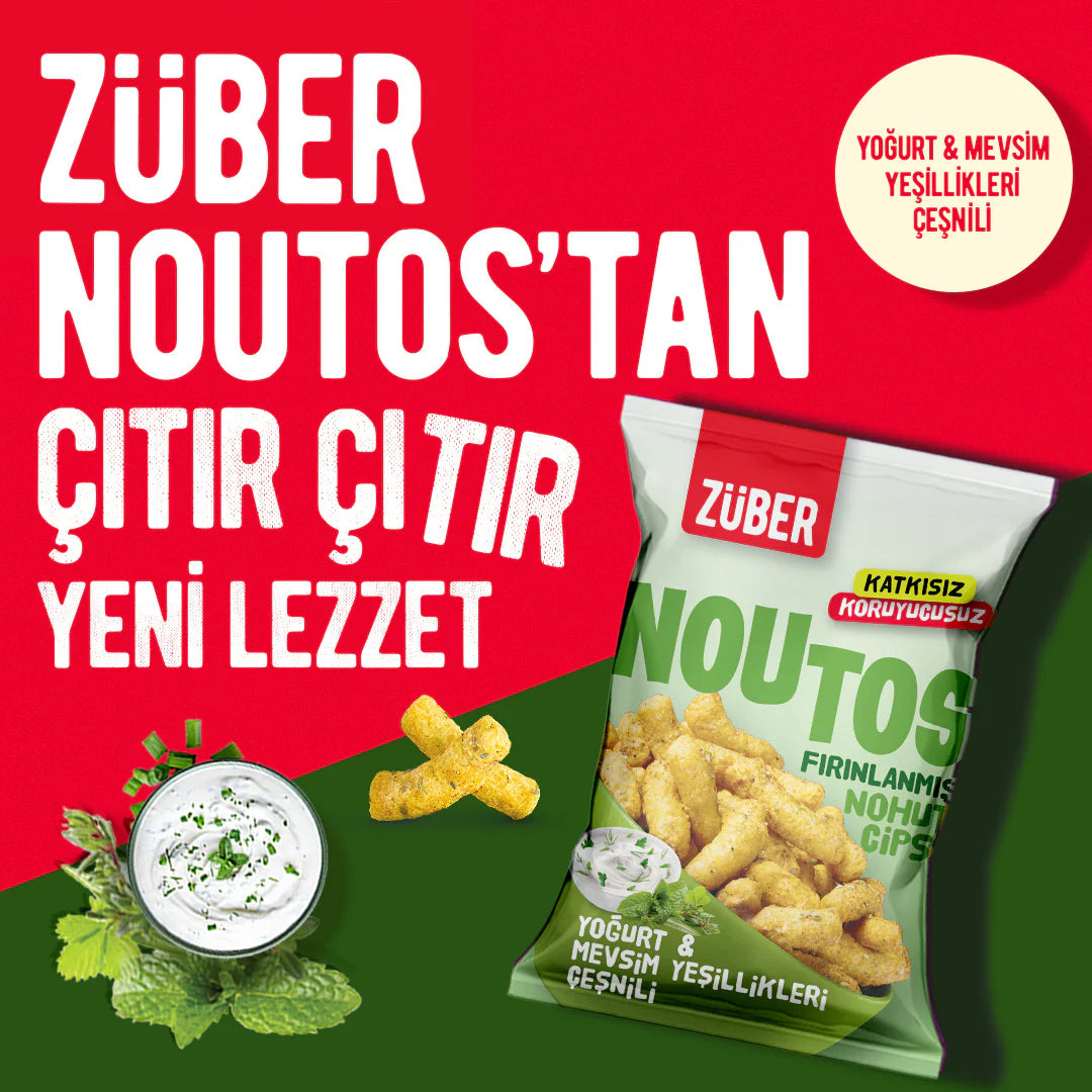 Züber Noutos Fırın Nohut Cipsi 55 Gr Yoğurt ve Mevsim Yeşillikleri